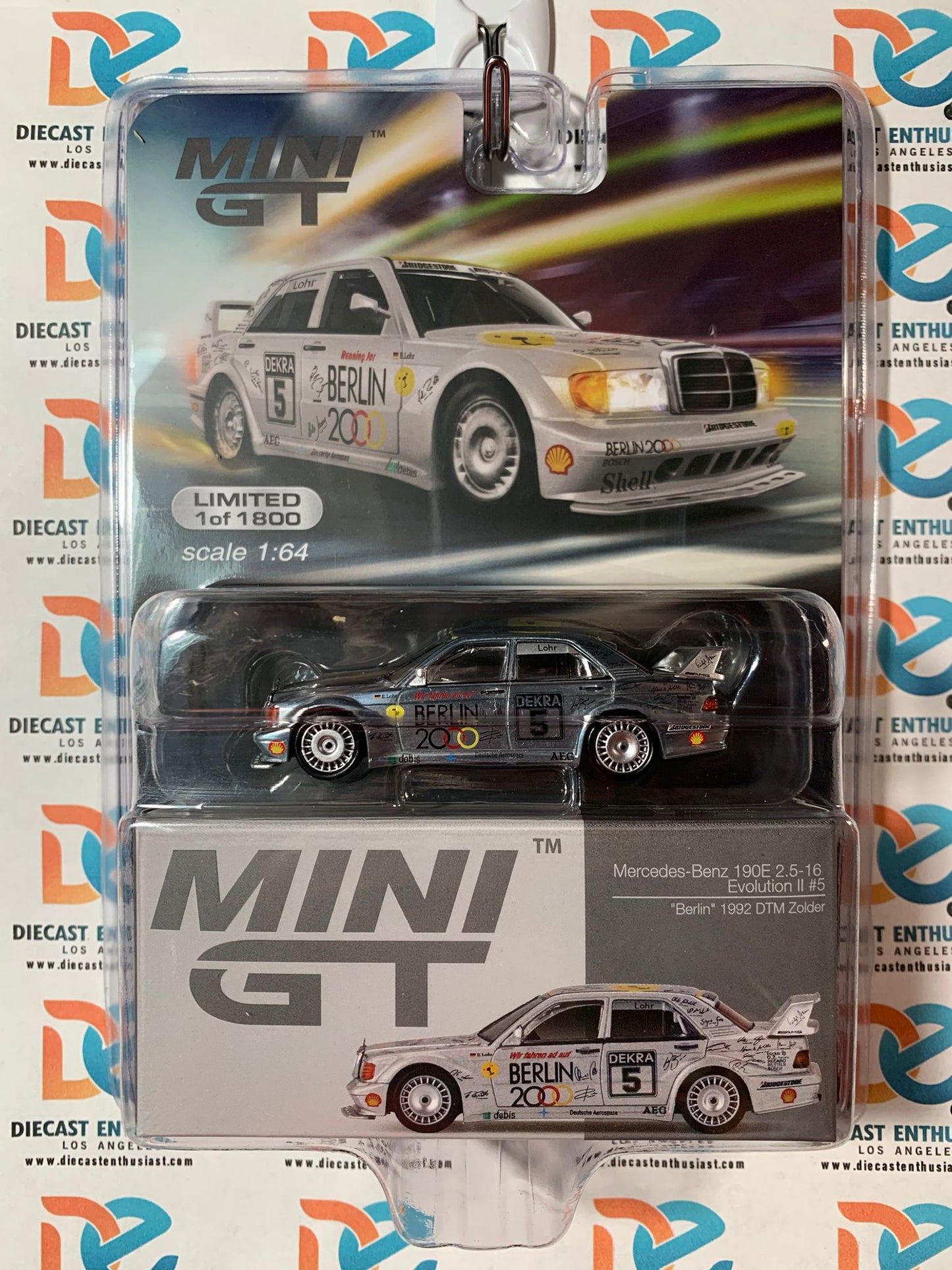 CHASE Mini GT Mijo Exclusive 196 Mercedes Benz 190E 2.5 Evolution #5 Berlin 1:64