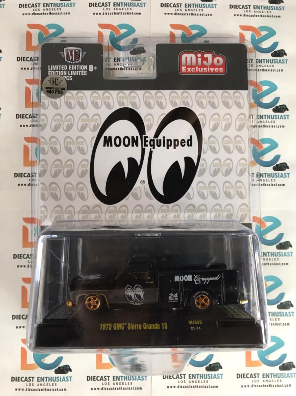 CHASE M2 Machines Mijo Exclusives Mooneyes 1975 GMC Sierra Grande 15 Black 1:64