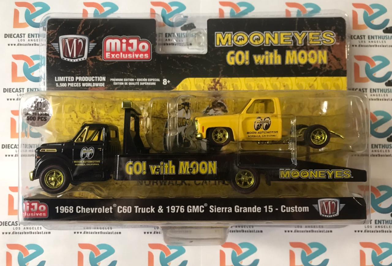 CHASE M2 Machines Mooneyes 1968 Chevrolet C60 Truck & 1976 GMC Sierra Grande 15 Bedless Custom 1:64
