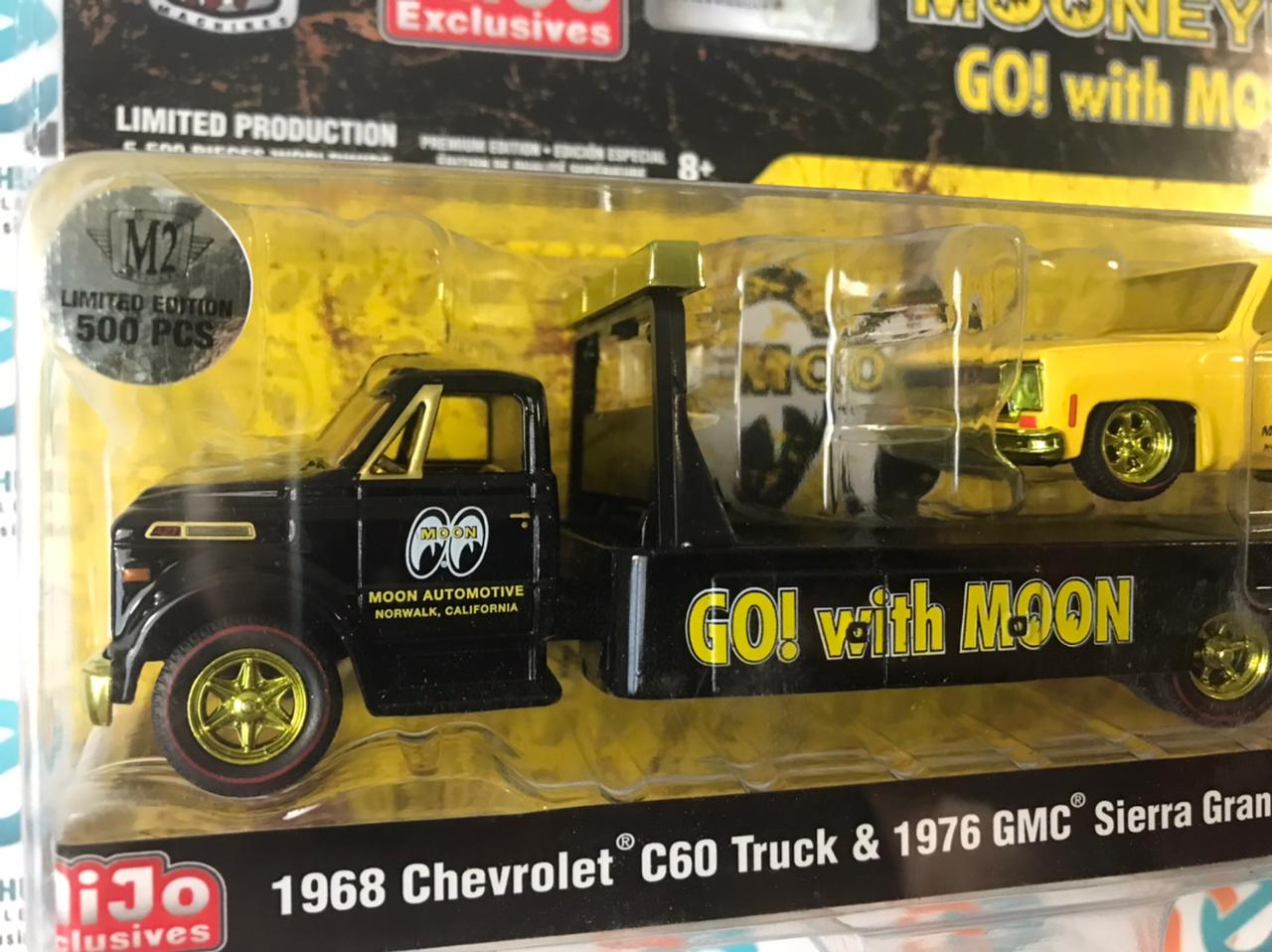 CHASE M2 Machines Mooneyes 1968 Chevrolet C60 Truck & 1976 GMC Sierra Grande 15 Bedless Custom 1:64