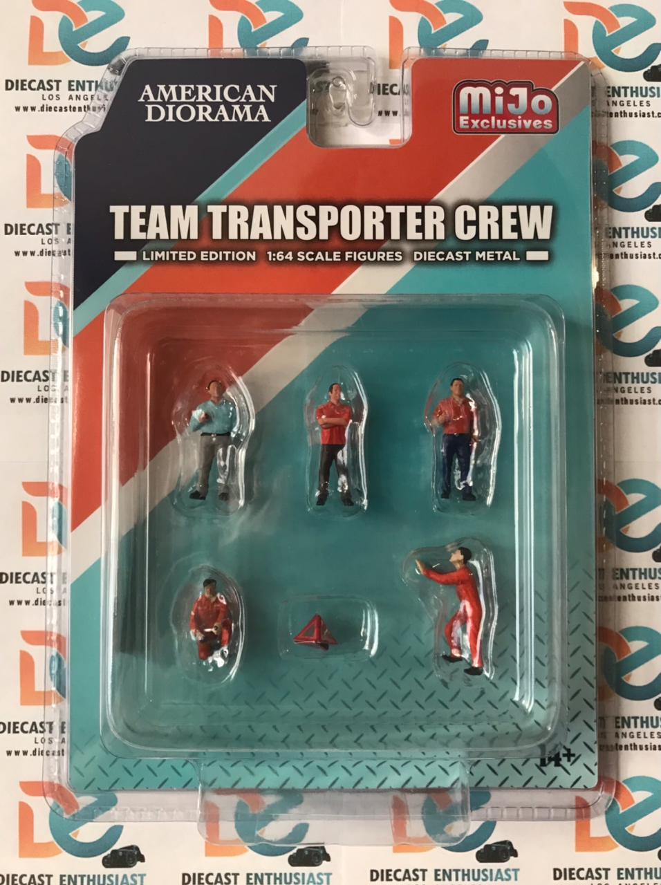American Diorama Mijo Exclusives Team Transporter Crew Orange Figures 1:64