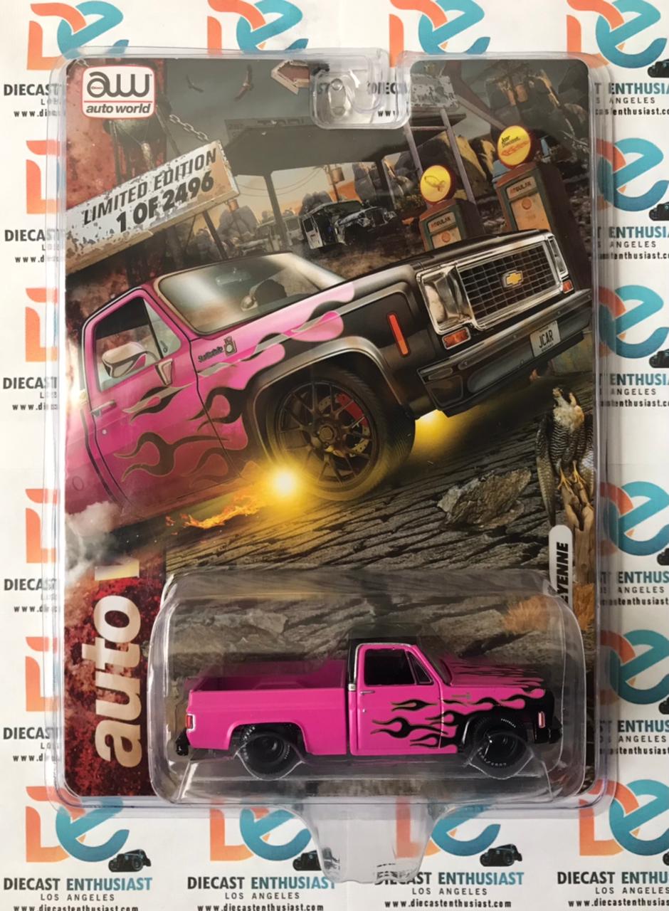 Auto World Jcar Exclusive 1976 Chevrolet Cheyenne Pink Flame Pair 1:64