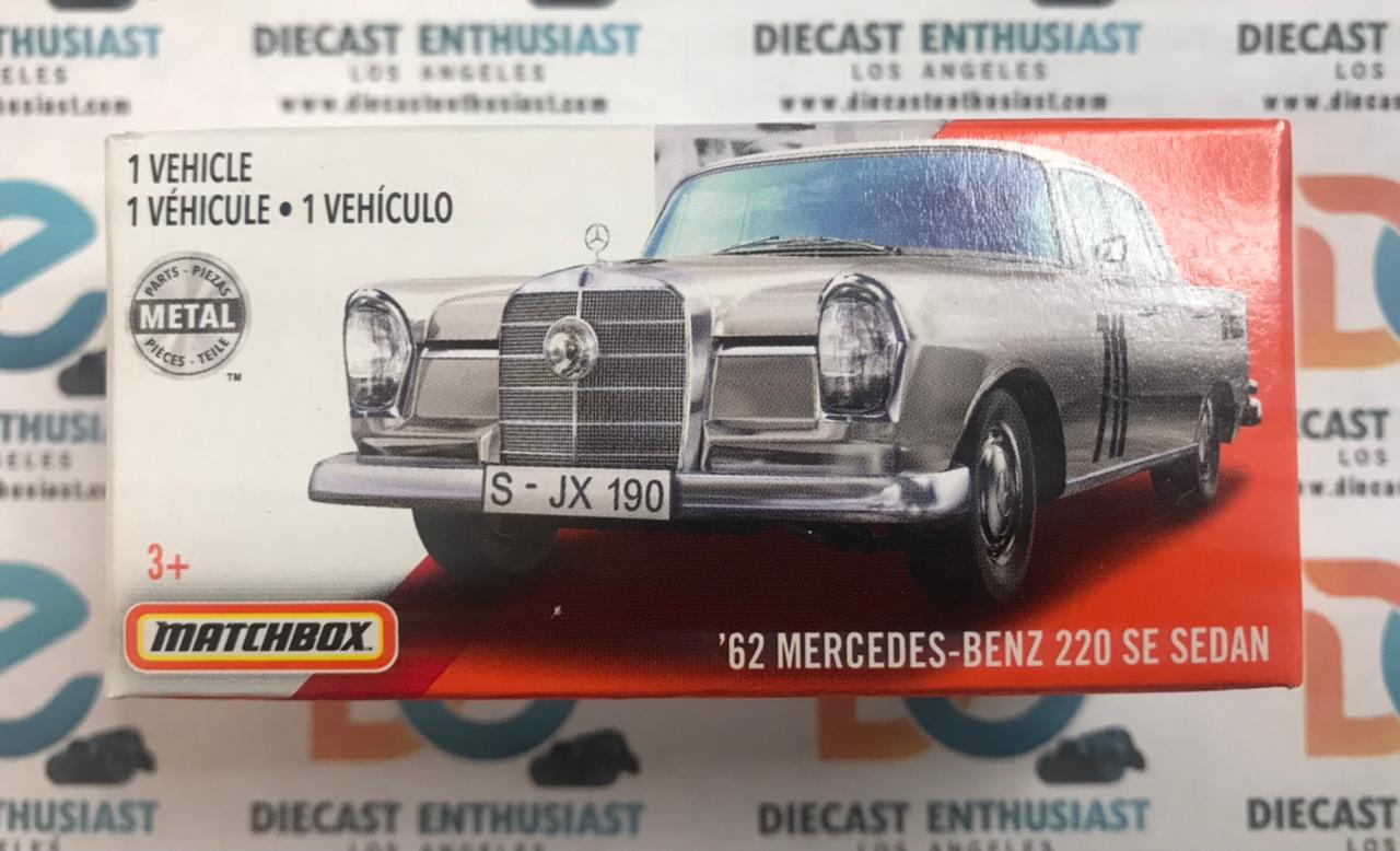 Matchbox Power Grabs 62 Mercedes Benz 220 SE Sedan Silver 1:64