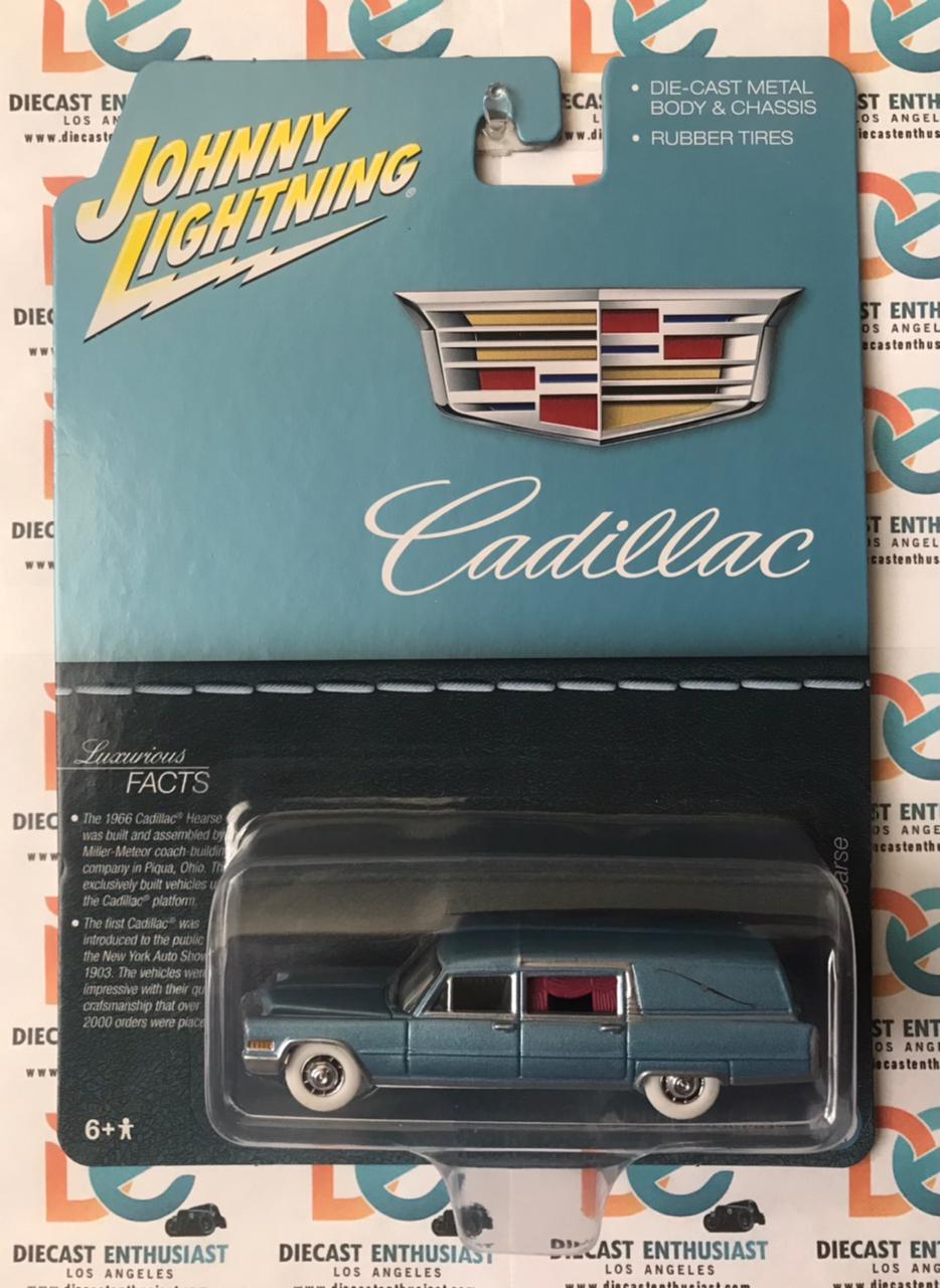 CHASE WHITE LIGHTNING Johnny Lightning 1966 Cadillac Hearse Blue 1:64