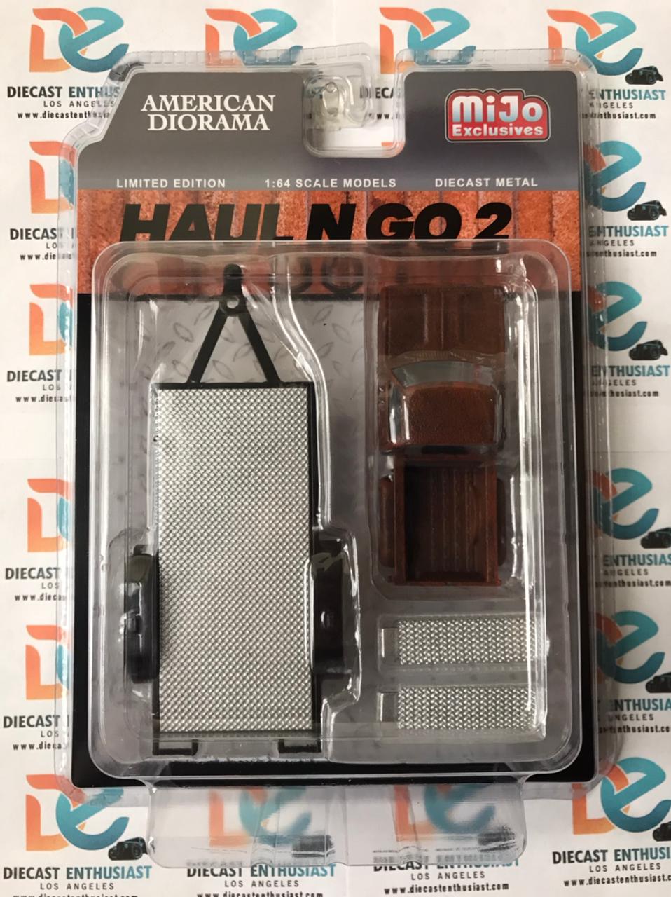 American Diorama Mijo Exclusives Haul N Go Trailer Set 2 with Rusted Truck Body 1:64
