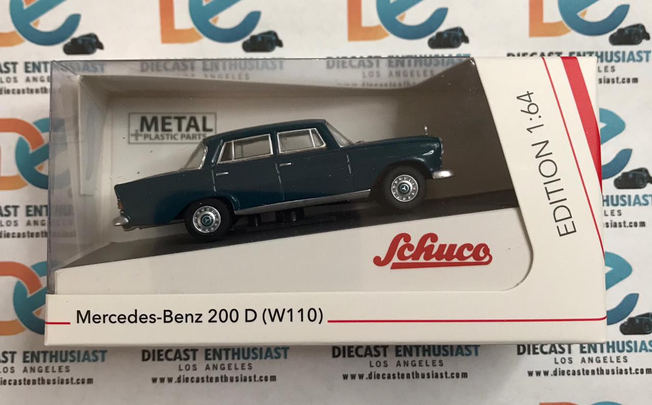 Schuco Mercedes Benz 200D Fintail W110 Green 1:64