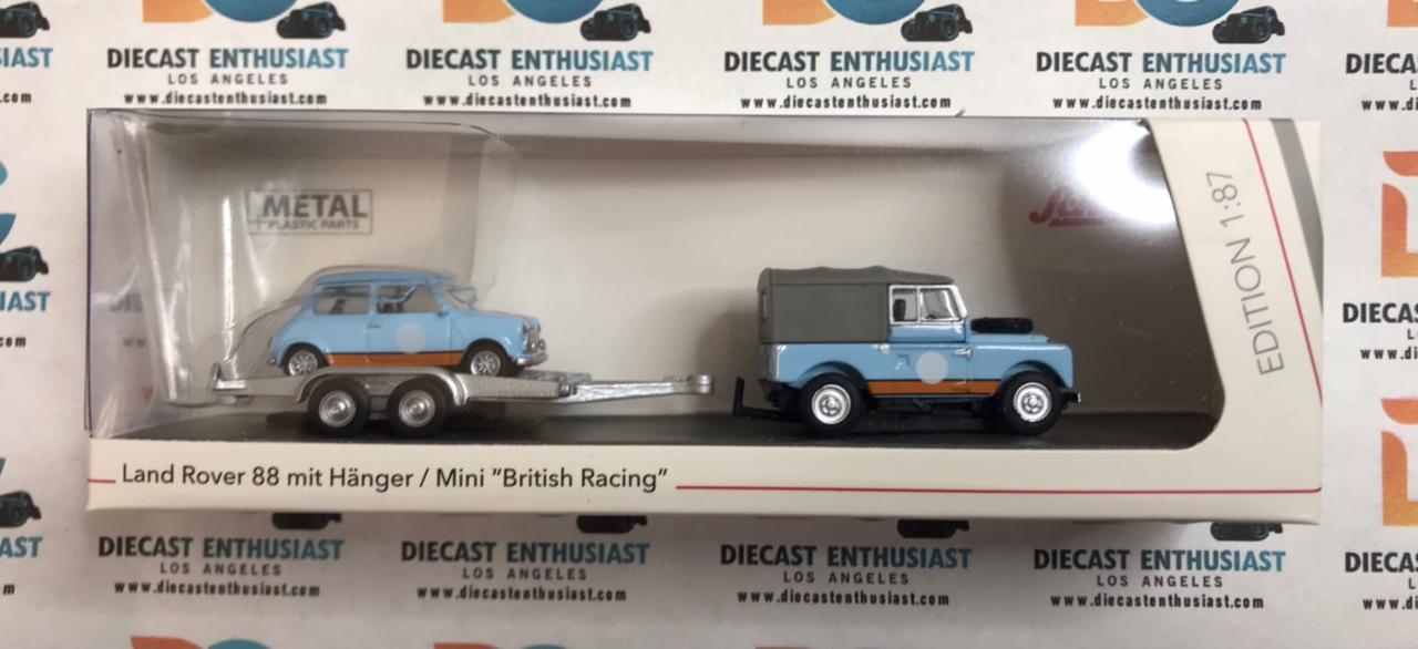 Schuco Land Rover 88 mit hanger with Mini British Racing Gulf Color 1:87 HO