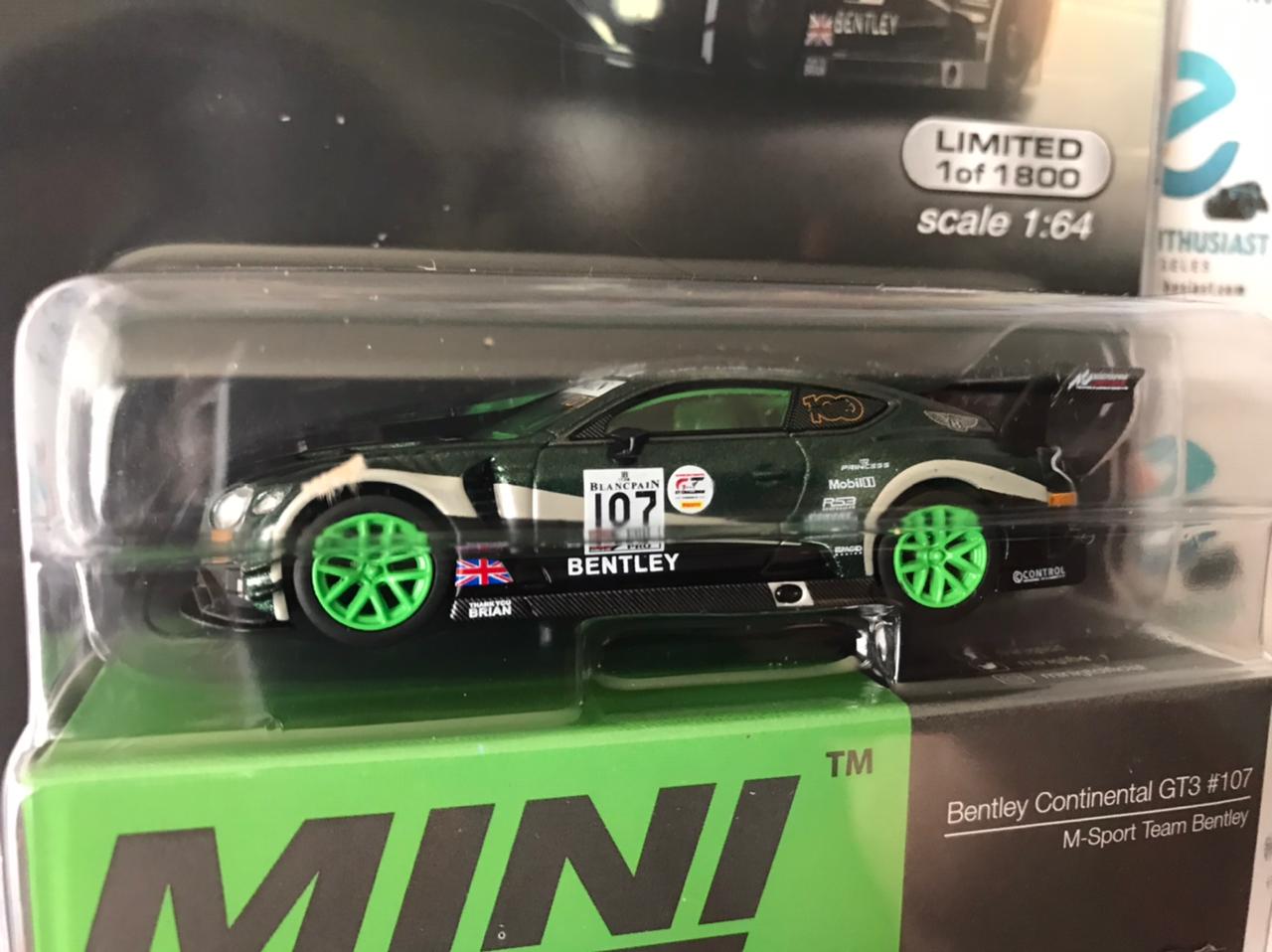 CHASE Mini GT Mijo Exclusive 208 Bentley Continental GT3 #107 2019 Total 24 Hours of Spa 1:64