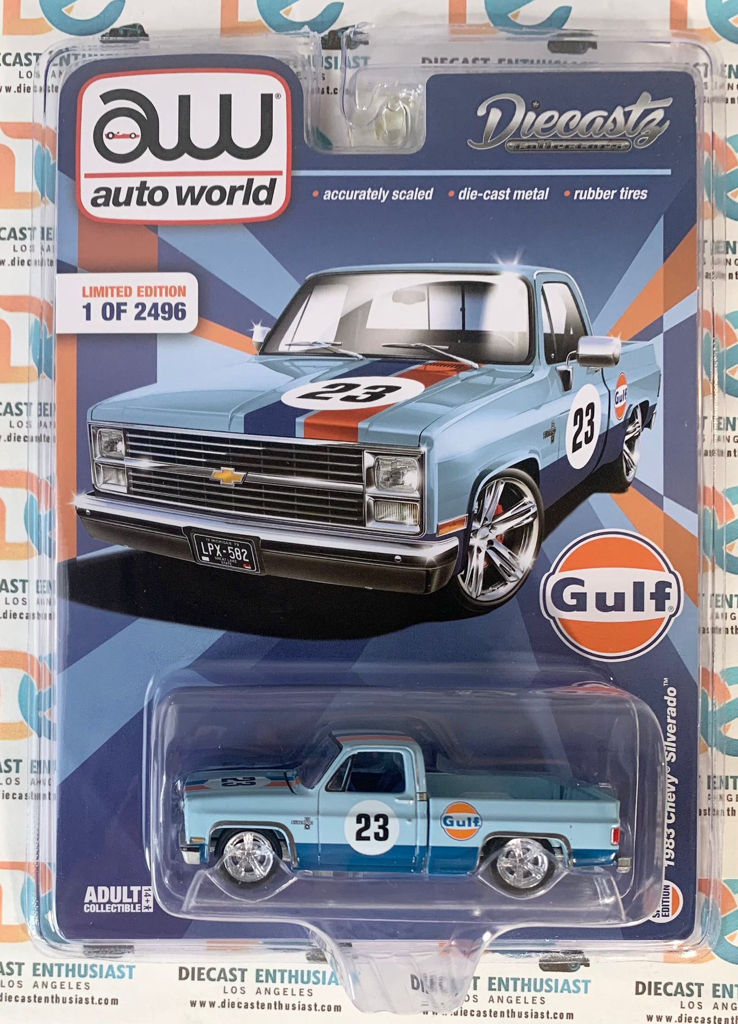 Auto World Diecastz Exclusives 1983 Chevy Silverado Gulf Light Blue #23 1:64