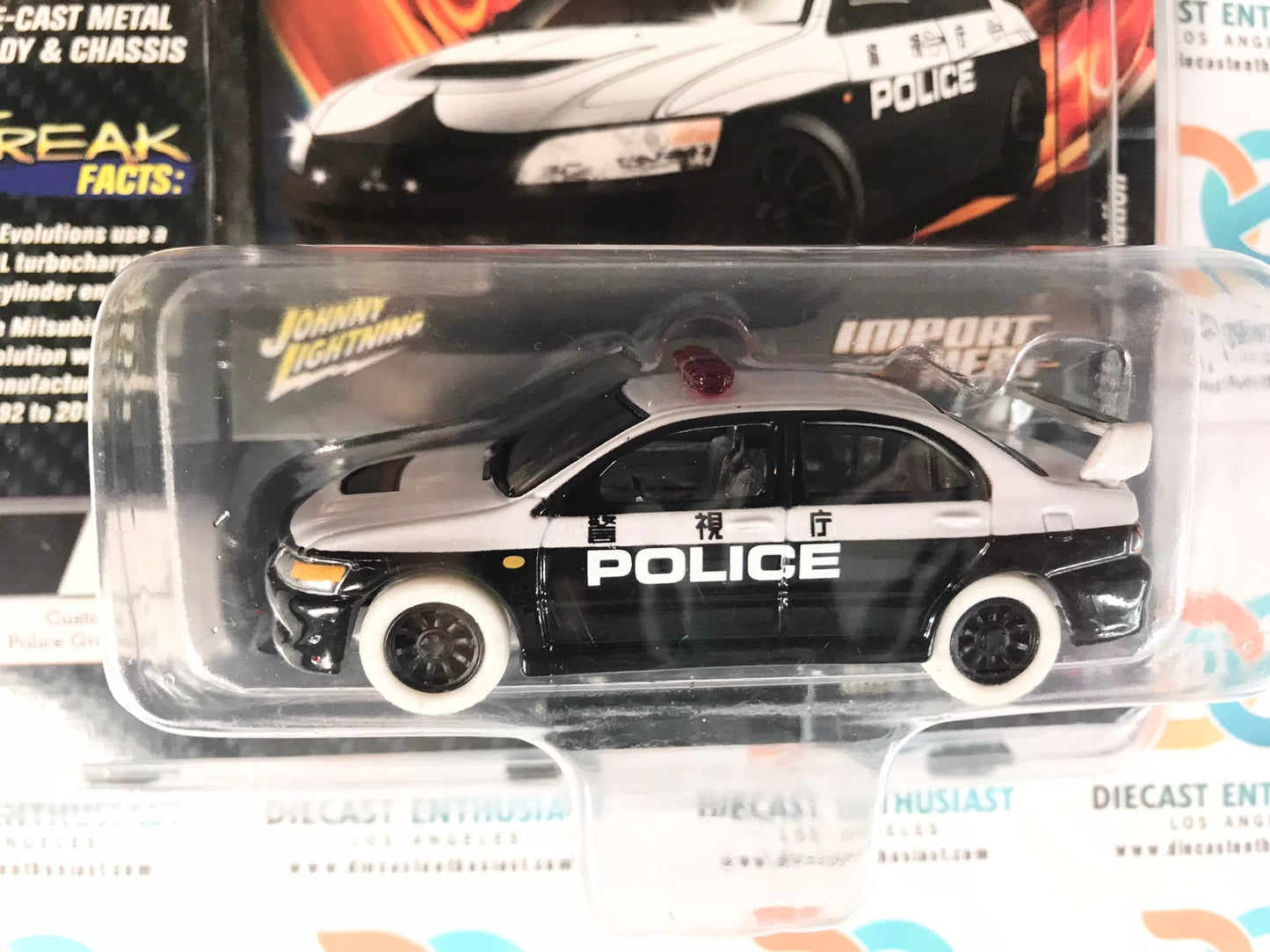 CHASE WHITE LIGHTNING Import Heat 2004 Mitsubishi Lancer Evolution Japan Police 1:64