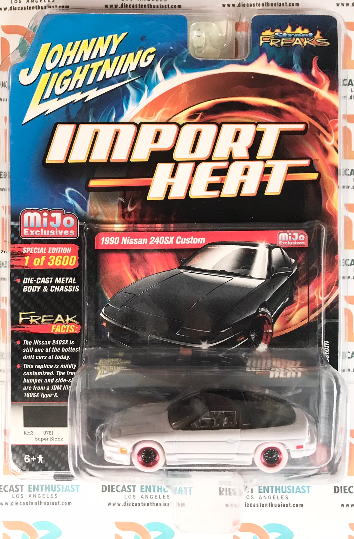 CHASE WHITE LIGHTNING Import Heat 1990 Nissan 240SX Custom Black 1:64