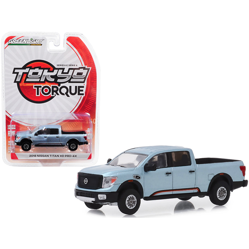 Greenlight Tokyo Torque 2018 Nissan Titan XD Pro-4X Silver 1:64