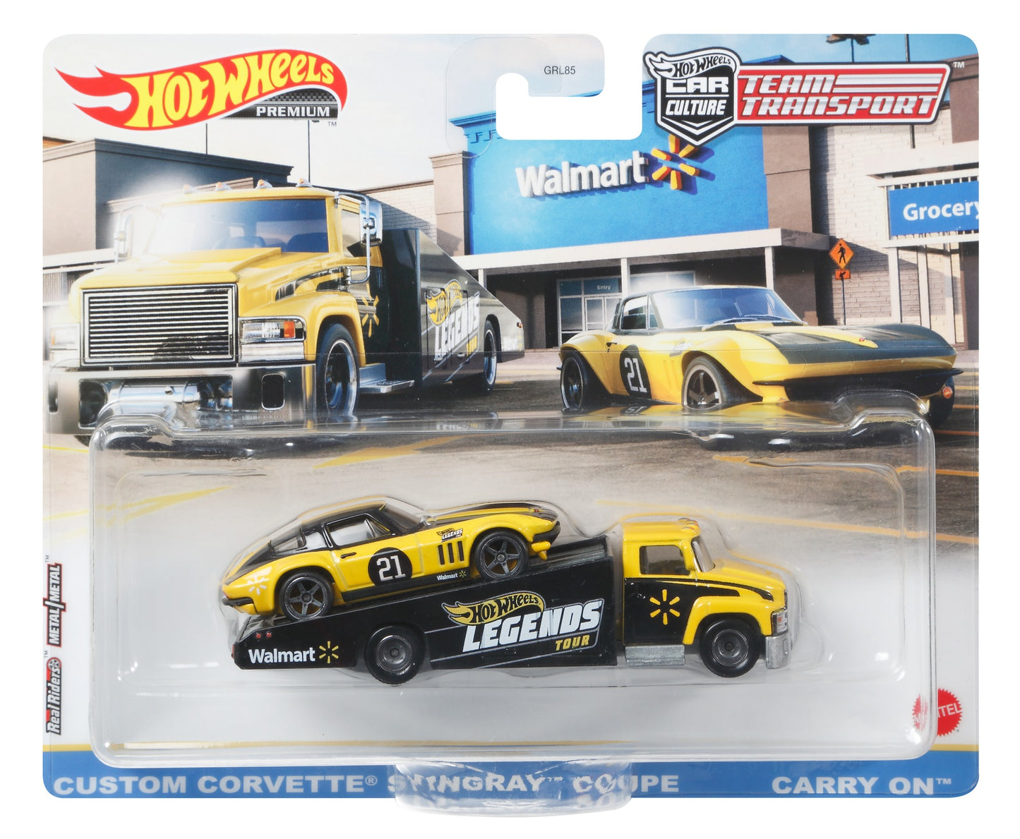 Hot Wheels Legends Tour Walmart Exclusives Team Transport Corvette Stingray Coupe & Carry On 1:64