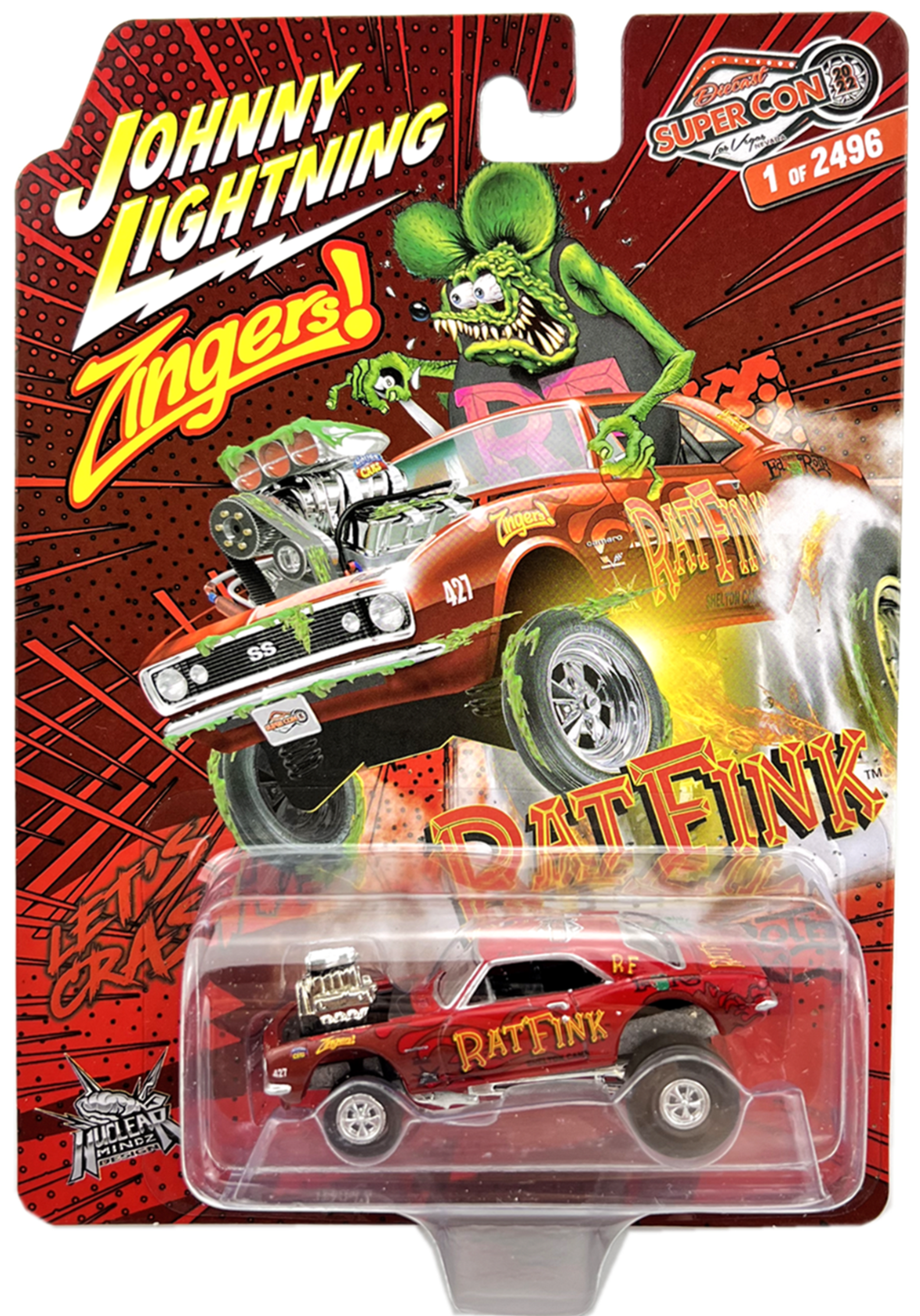 Johnny Lightning Exclusives Zingers! 1967 Chevrolet Camaro Red Rat Fink 1:64