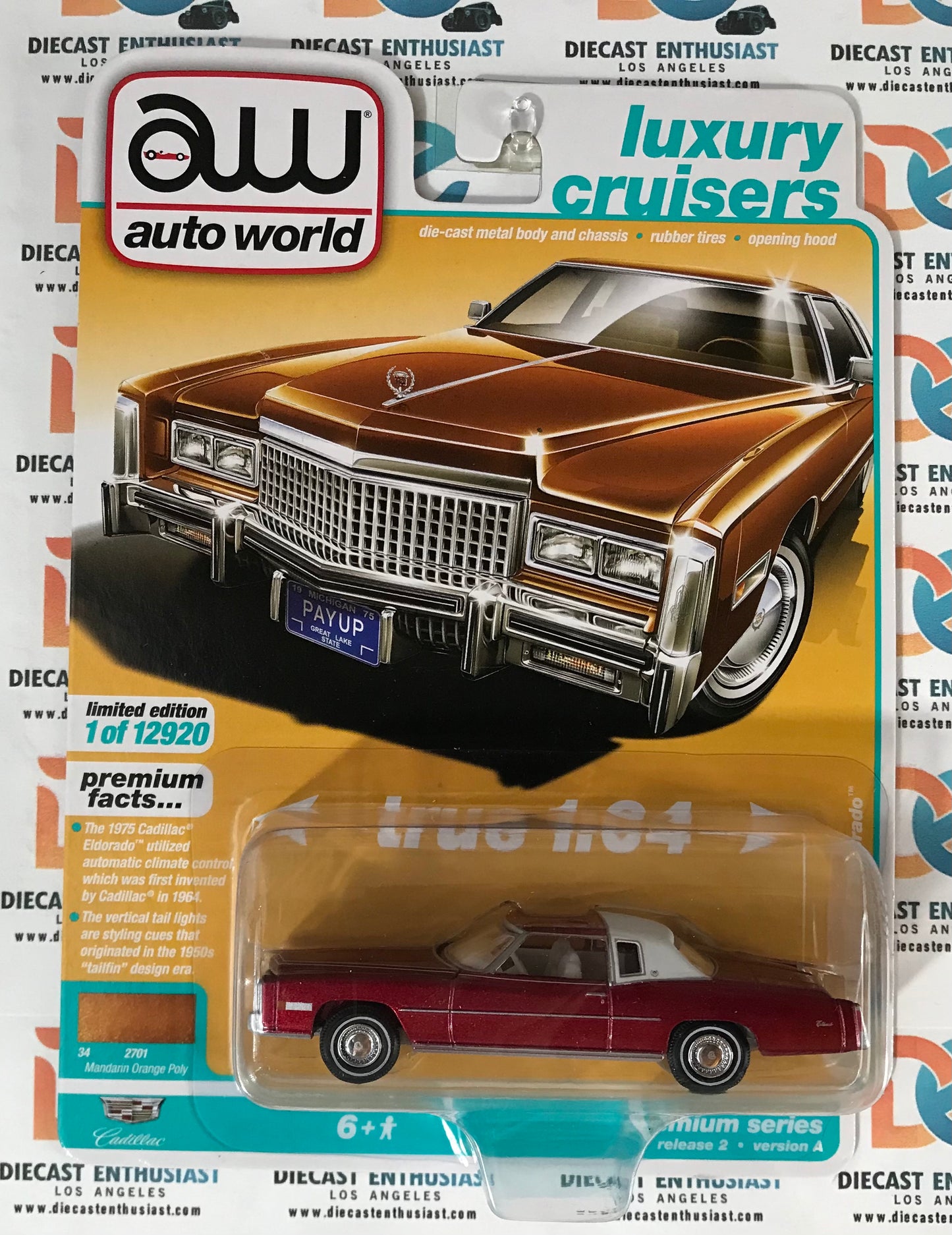 CHASE ULTRA RED Auto World 1975 Cadillac Eldorado Orange 1:64