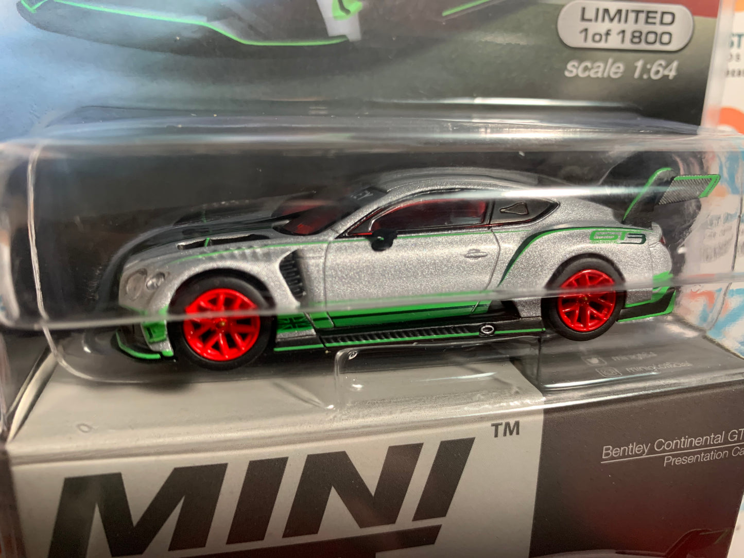CHASE Mini GT Mijo Exclusive 176 Bentley Continental GT3 Silver 1:64