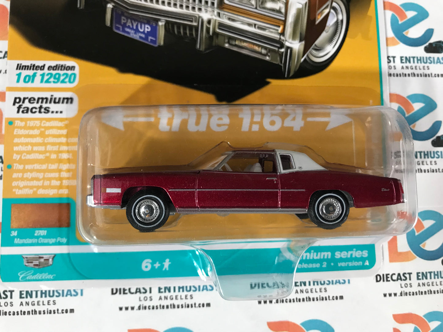 CHASE ULTRA RED Auto World 1975 Cadillac Eldorado Orange 1:64