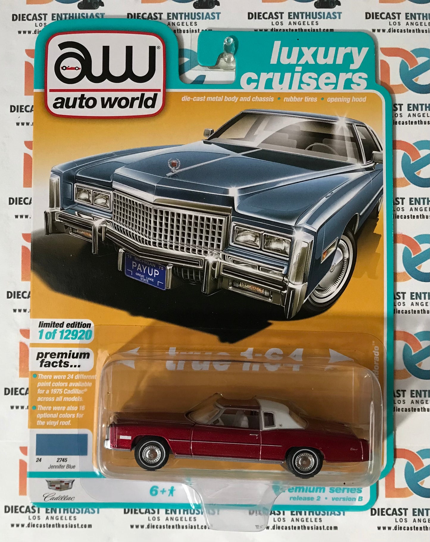 CHASE ULTRA RED Auto World 1975 Cadillac Eldorado Blue 1:64