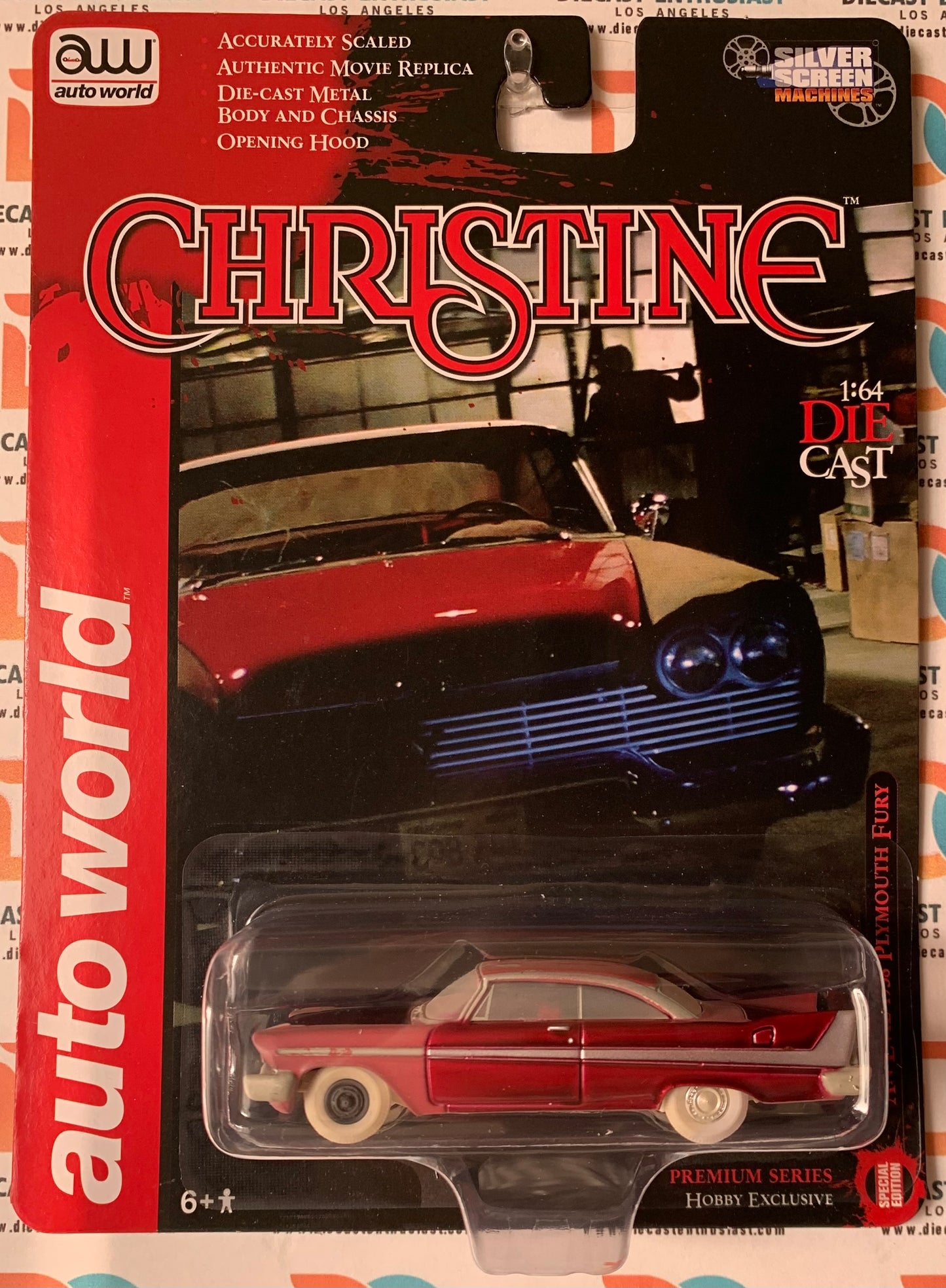 CHASE ULTRA RED Auto World Christine 1958 Plymouth Fury Red Dirty Version 1:64