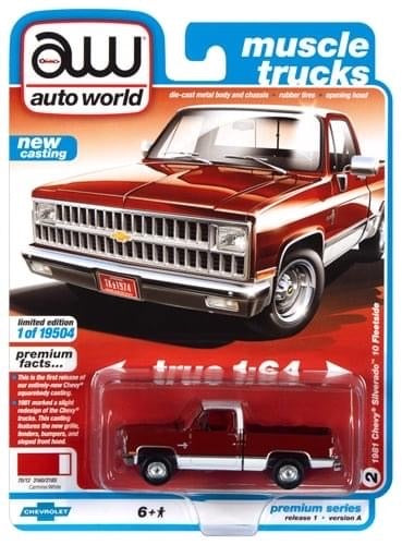 Auto World 1981 Chevy Silverado 10 Fleetside Carmine Red 1:64