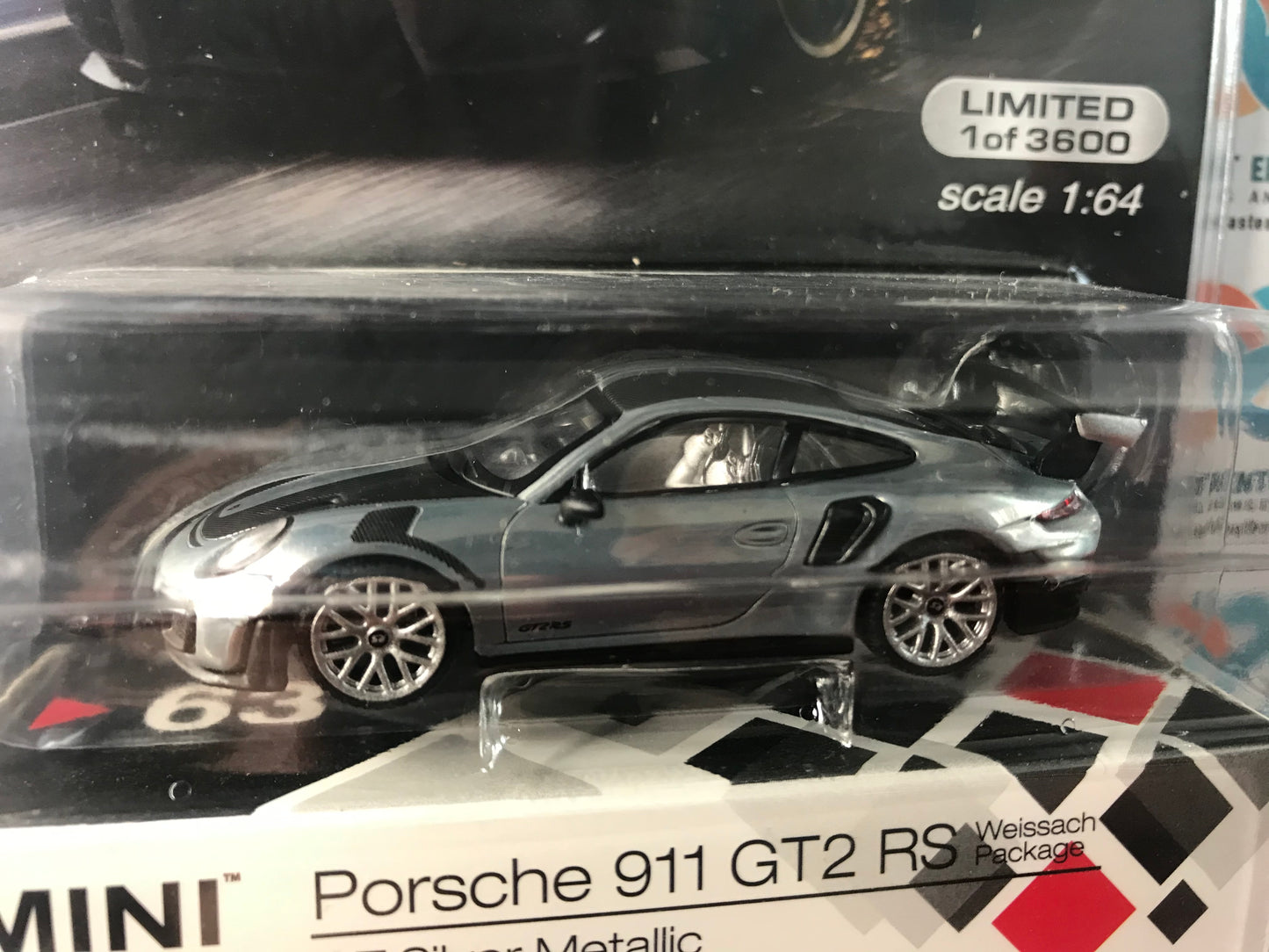 CHASE RAW Mini GT Mijo Exclusives 63 Porsche 911 GT2 RS Silver Metallic 1:64
