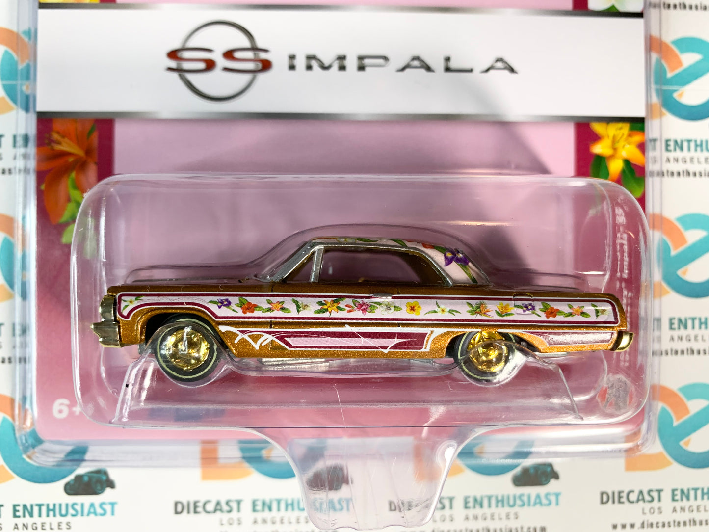 CHASE GOLD Racing Champions Mint Diecastz Exclusives 1964 Chevy Impala SS Pink Flowers Lowriders 1:64
