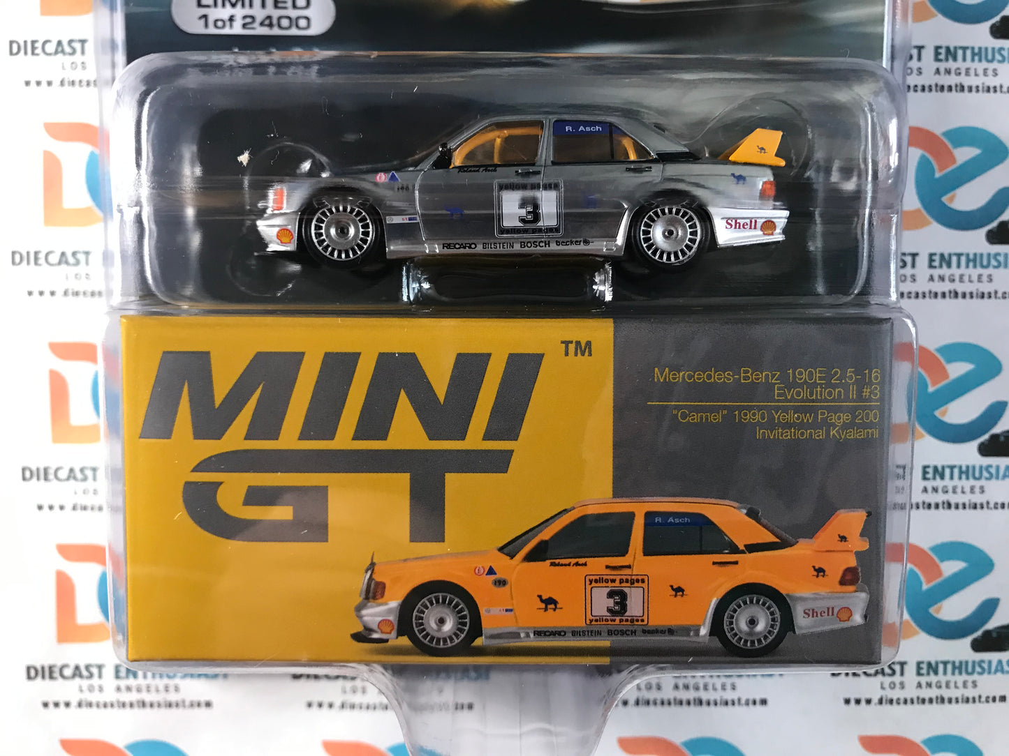 CHASE RAW Mini GT Mijo Exclusives 187 Mercedes Benz 190E 2.5 16 Evolution Camel 1:64