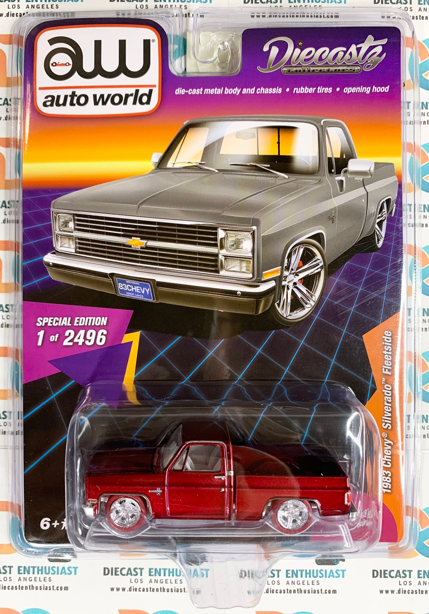CHASE ULTRA RED Auto World Diecastz Exclusives 1983 Chevrolet Silverado Fleetside Matte Gray 1:64