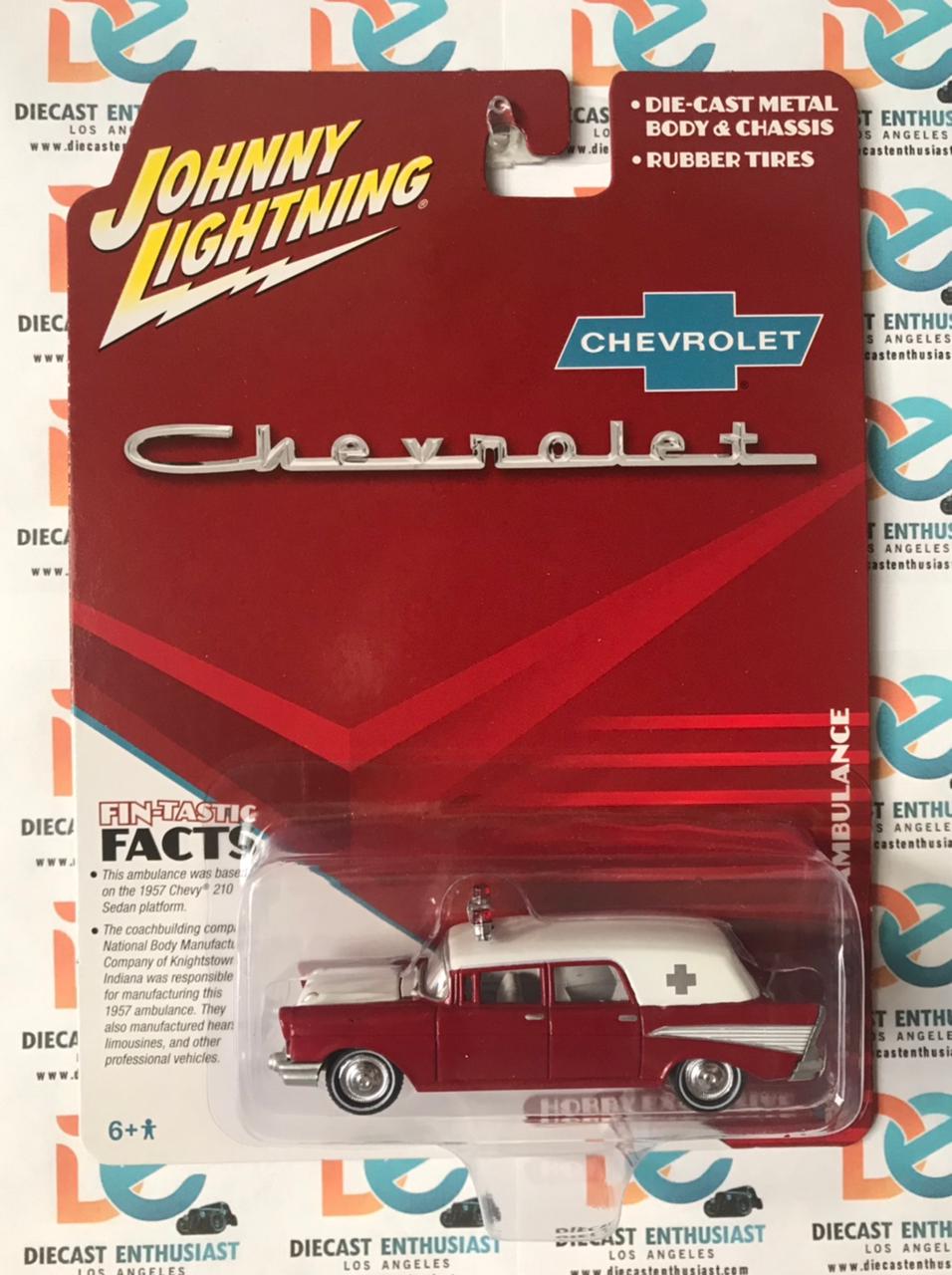 Johnny Lightning 1957 Chevy Ambulance Hearse Red 1:64