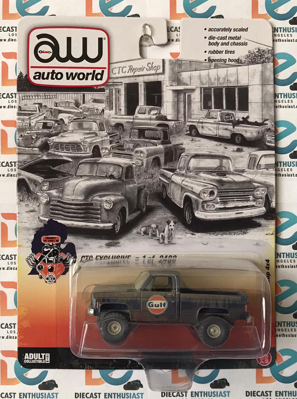 Auto World CTC Exclusives 1978 Chevy K10 Pickup 4X4 Gulf Rusty Navy Blue 1:64