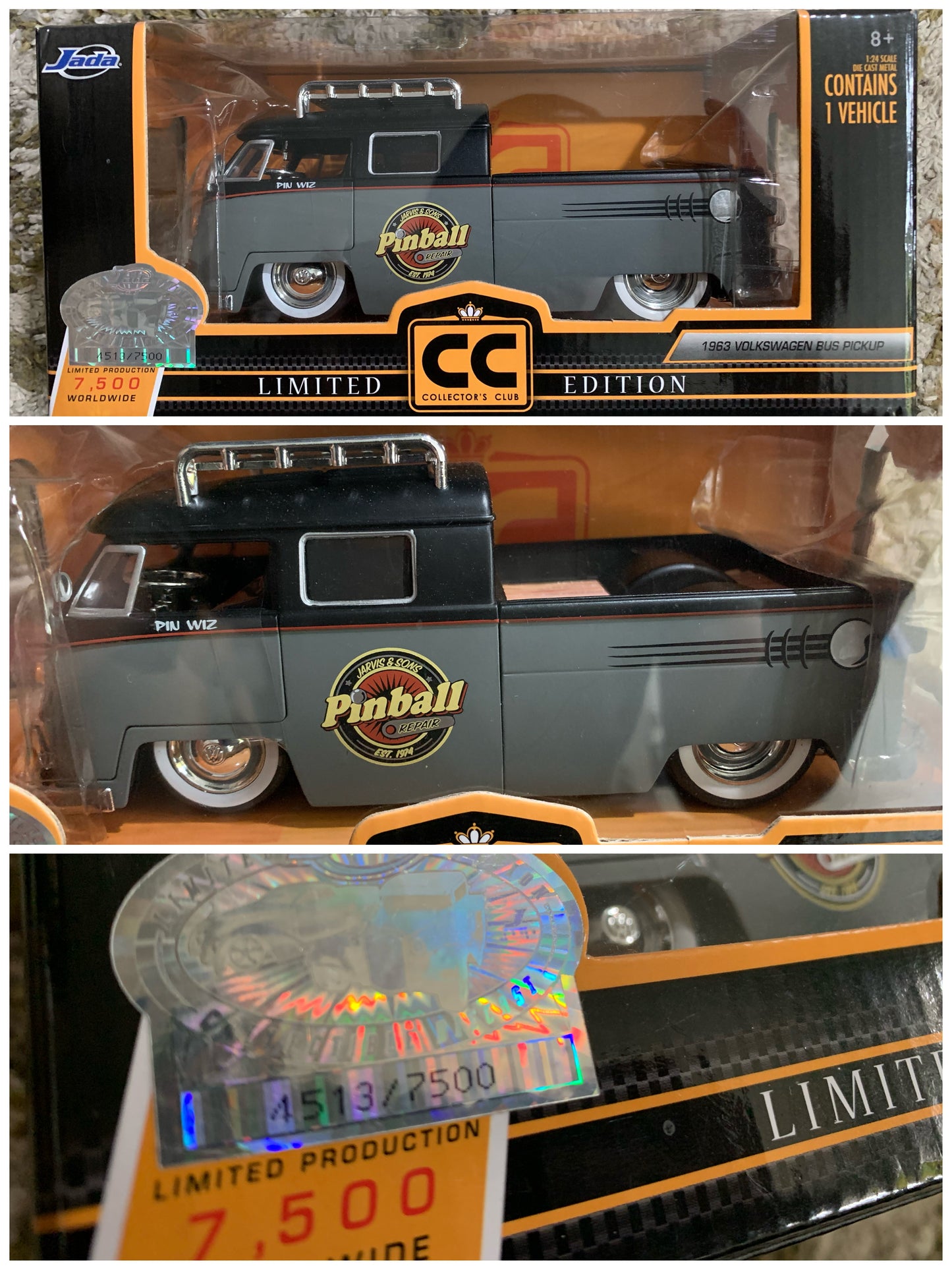 Jada Toys Collectors 1963 Volkswagen Bus Pickup Pinball 1:24