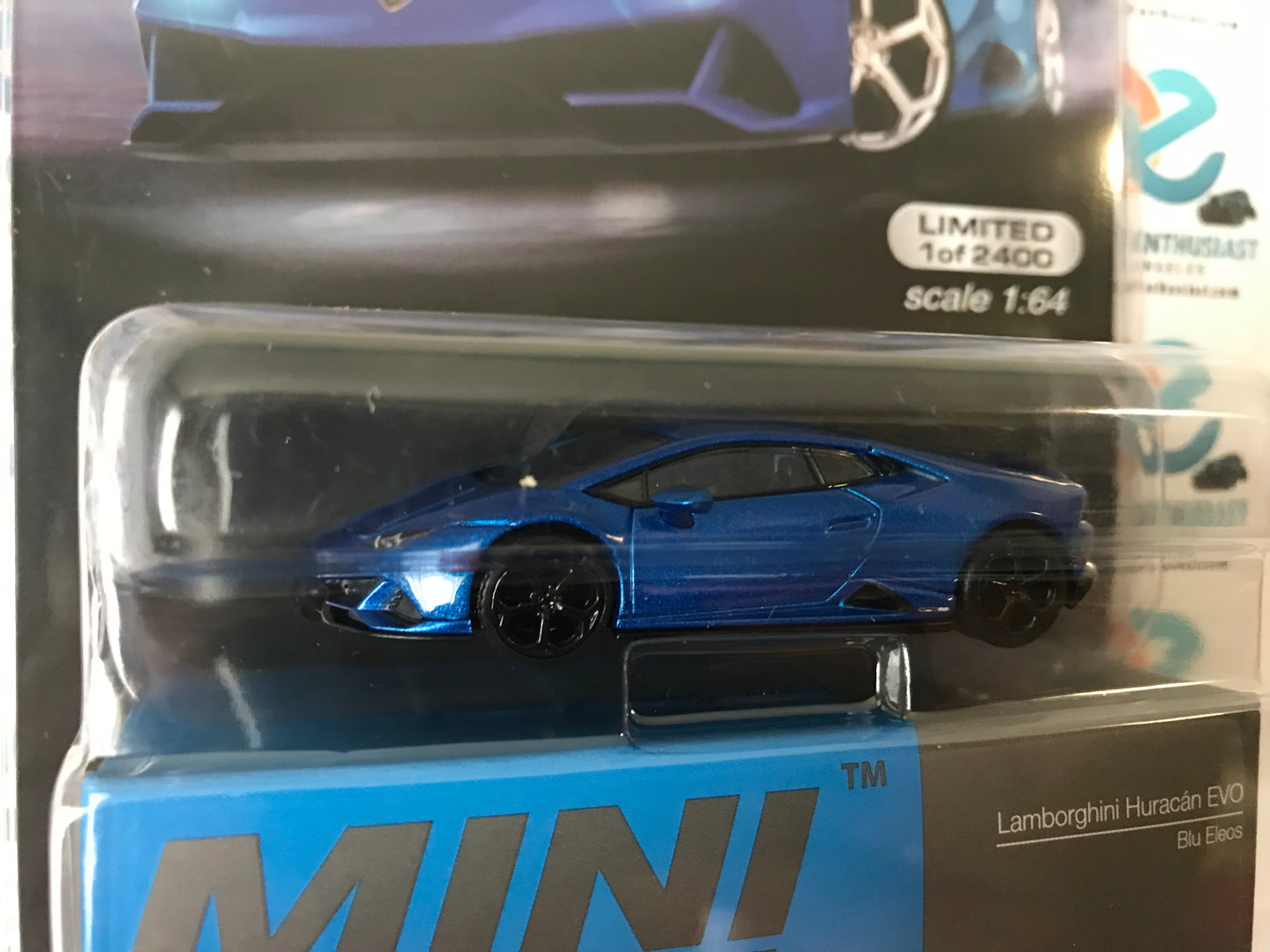 CHASE Mini GT 229 Mijo Exclusive USA Lamborghini Huracan EVO Blue Eleos 1:64