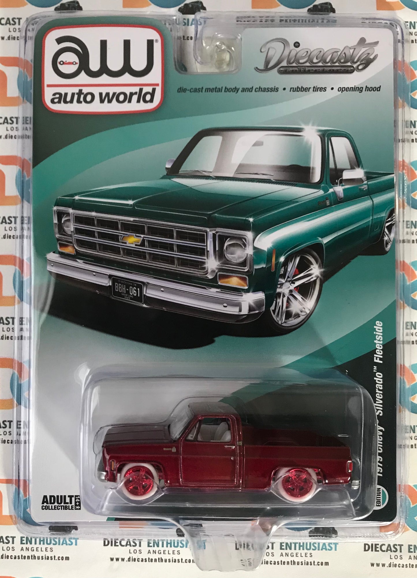 CHASE ULTRA RED Auto World Diecastz Exclusives 1979 Chevy Silverado Fleetside Aqua 1:64