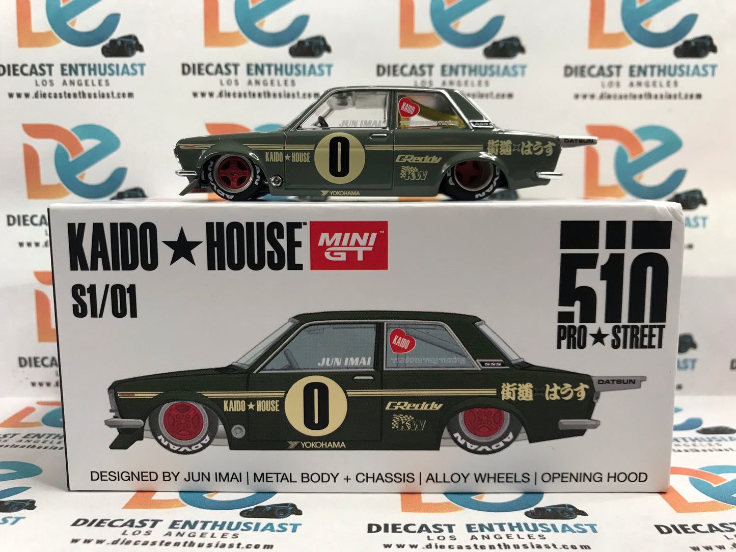 Mini GT X Kaido House 001 Datsun 510 Pro Street OG Green 1:64