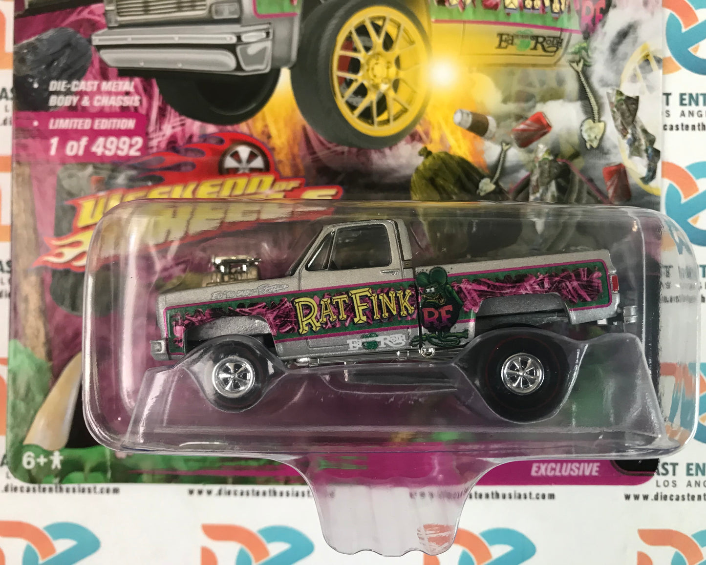 Johnny Lightning Exclusives Zingers! Rat Fink 1983 Chevy Silverado Silver 1:64