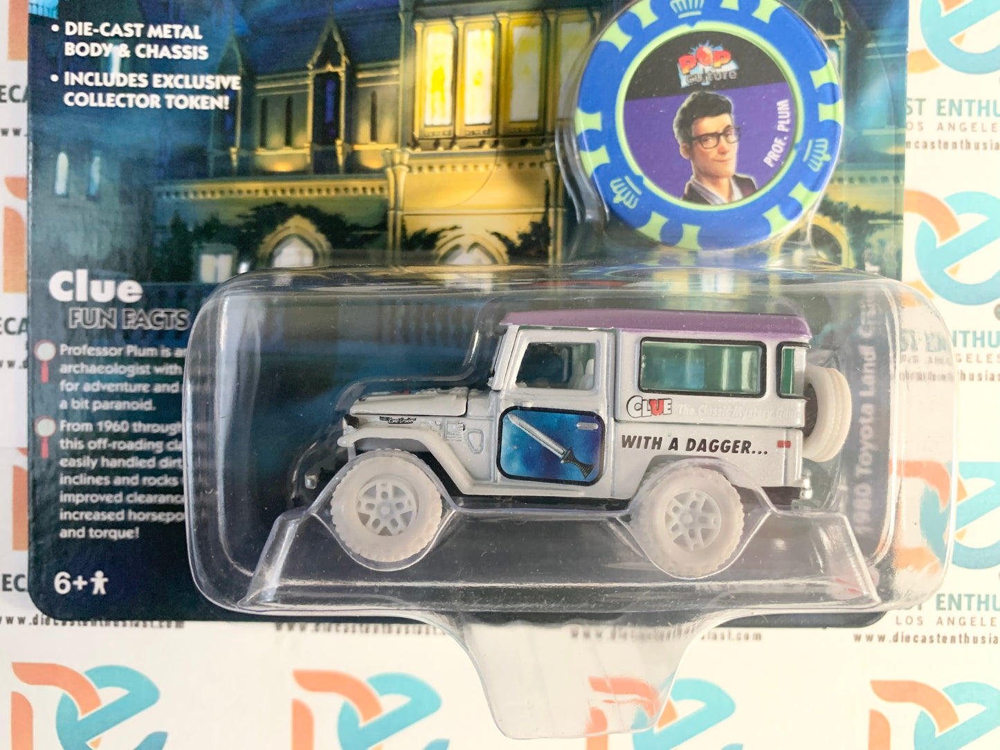 CHASE WHITE LIGHTNING Johnny Lightning Pop Culture CLUE 1980 Toyota Land Cruiser Purple 1:64