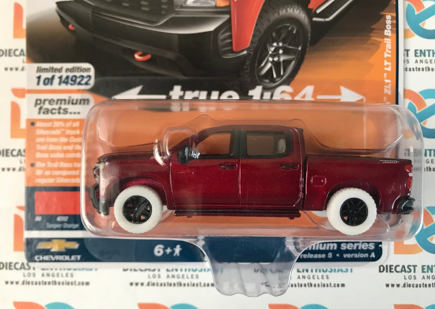 CHASE Auto World 2020 Chevy Silverado ZL1 LT Trail Boss Tangier Orange 1:64