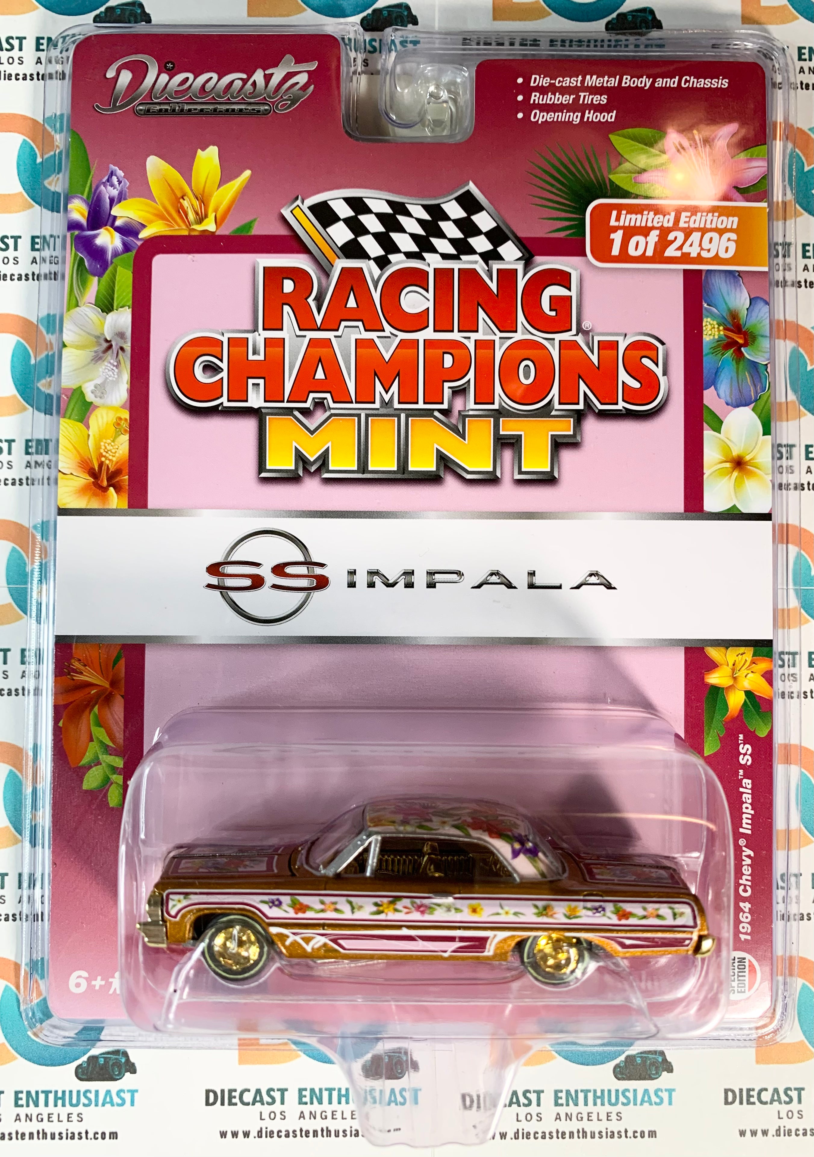 CHASE GOLD Racing Champions Mint Diecastz Exclusives 1964 Chevy Impala SS  Pink Flowers Lowriders 1:64