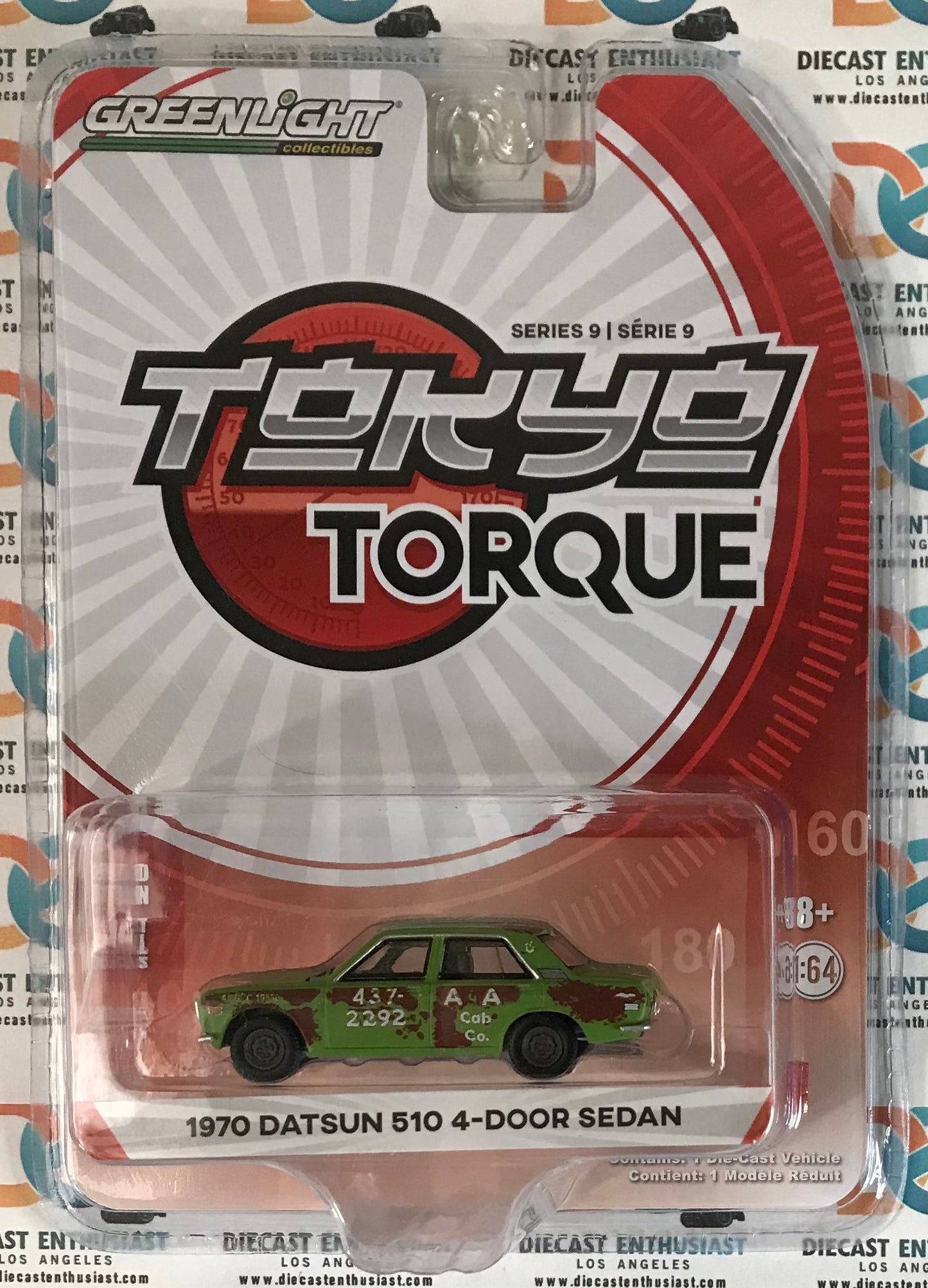 Greenlight Tokyo Torque 1970 Datsun 510 4 Door Sedan Green 1:64