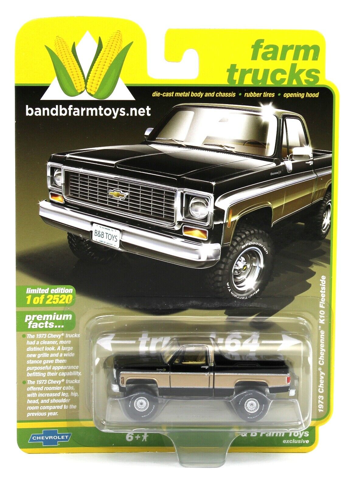 Auto World Exclusives 1973 Chevy Cheyenne K10 Fleetside Black Gold 1:64