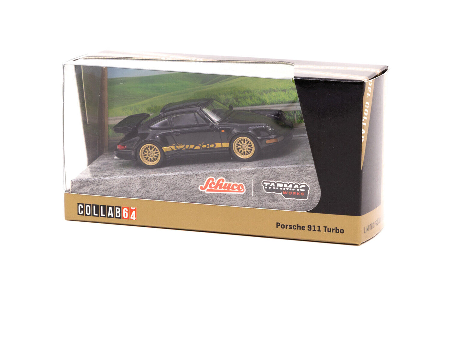 Schuco Tarmac Works Collab64 Porsche 911 Turbo Black 1:64