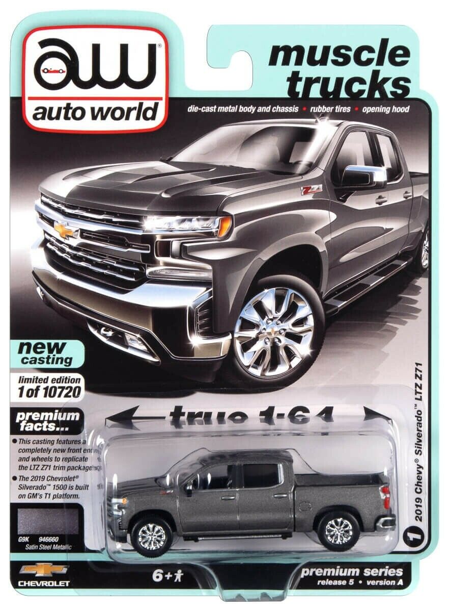 Auto World 2019 Chevy Silverado LTZ Z71 Satin Steel Metallic 1:64