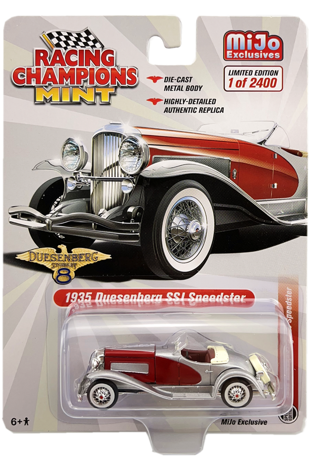 Racing Champions Mijo Exclusives 1935 Duesenberg SSJ Speedster Red Silver 1:64