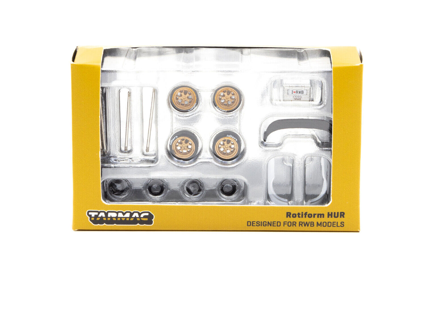 Tarmac Wheels Rotiform HUR Black for RWB Models Gold 1:64