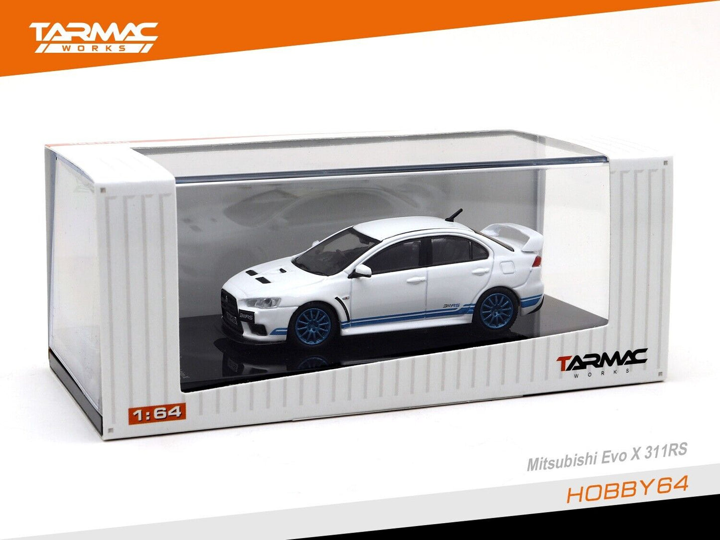 Tarmac Mitsubishi Evo X 311RS White 1:64