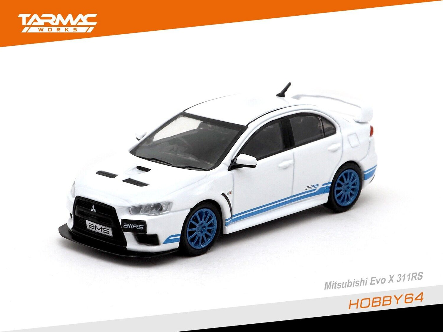 Tarmac Mitsubishi Evo X 311RS White 1:64