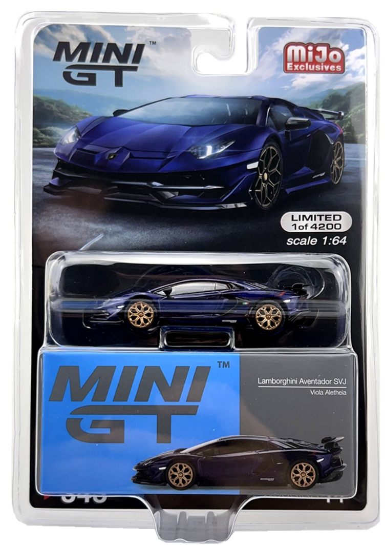 Mini GT Mijo Exclusives 343 Lamborghini Aventador SVJ Viola Aletheia 1:64