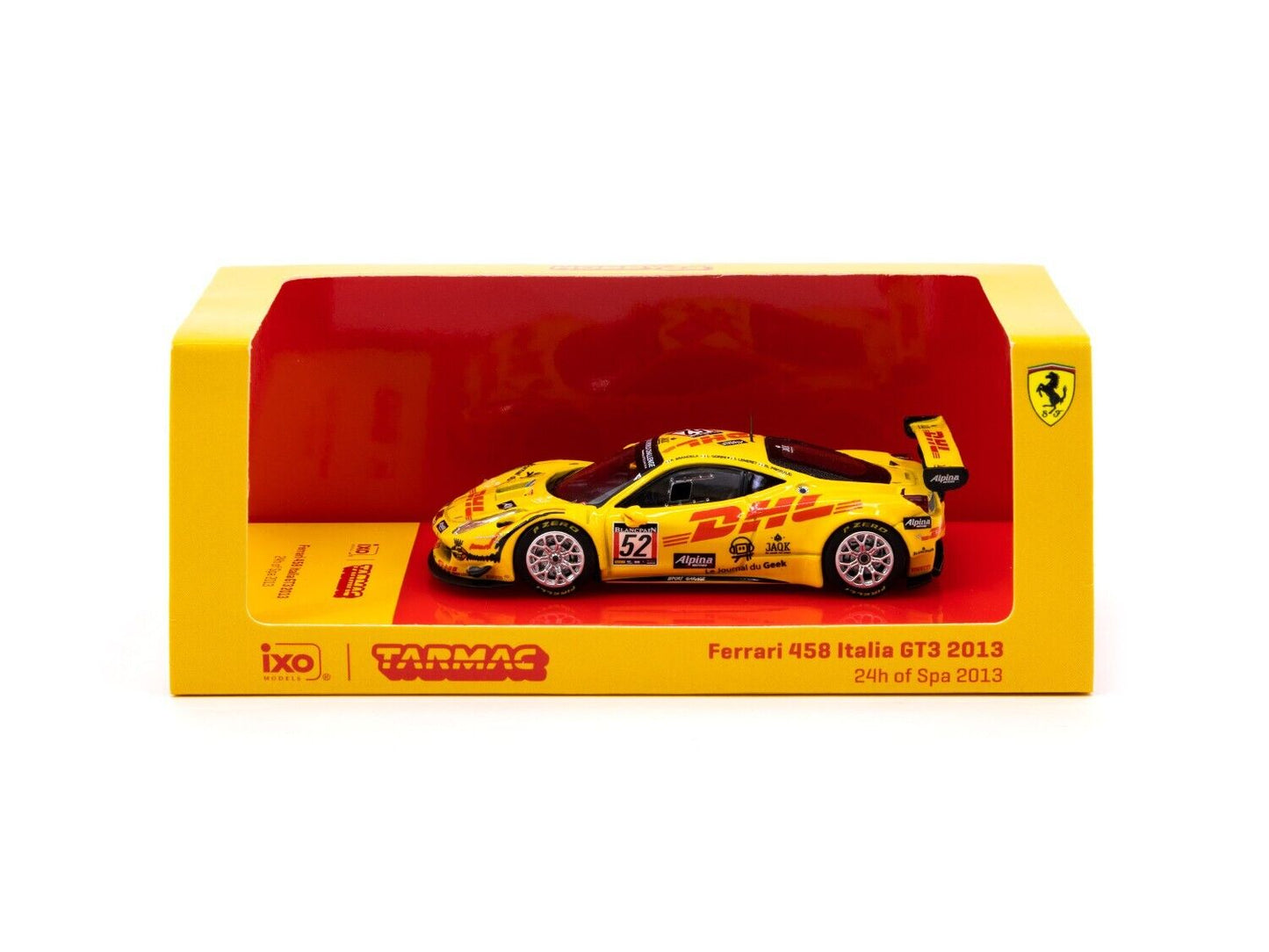 Tarmac Ixo Ferrari 458 Italia GT3 2013 24hour of Spa 2013 DHL Yellow 1:64