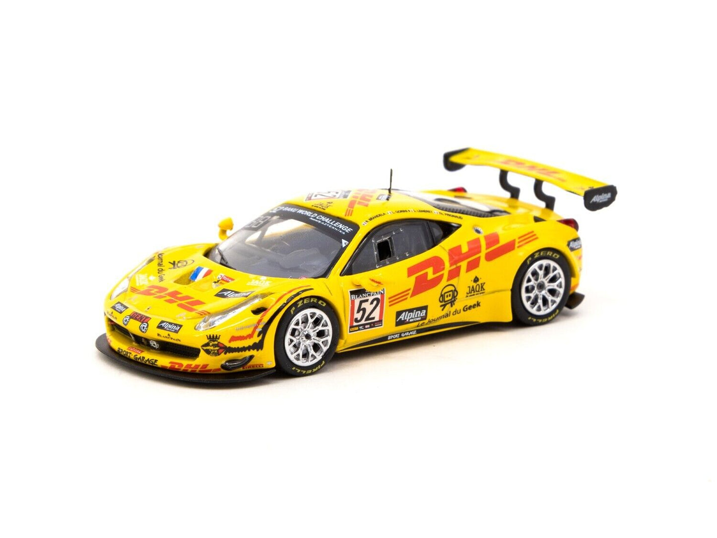 Tarmac Ixo Ferrari 458 Italia GT3 2013 24hour of Spa 2013 DHL Yellow 1:64