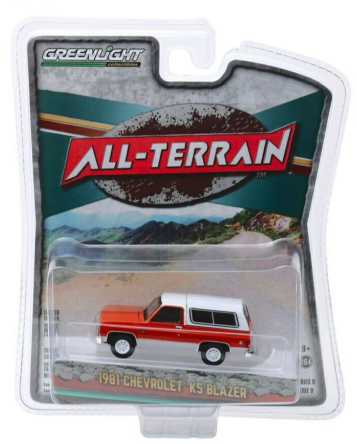 Greenlight All Terrain 1981 Chevrolet K5 Blazer White Orange 1:64